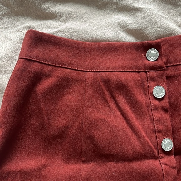 Rust Button-Front Mini Skirt - Picture 2 of 3